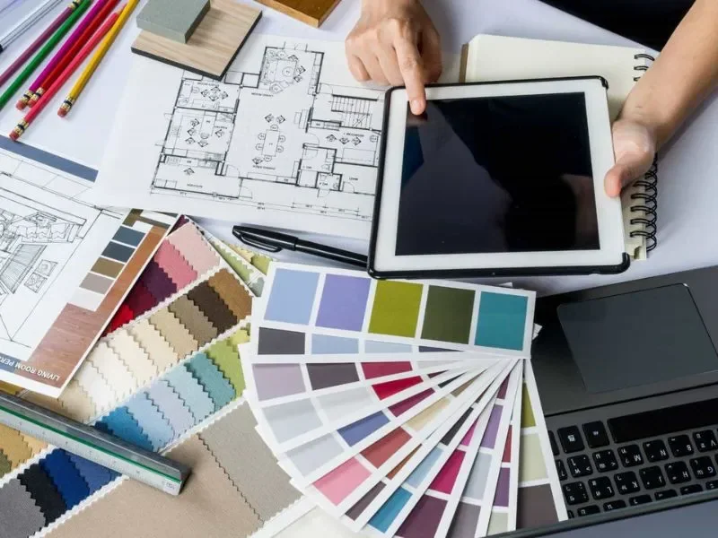 interior design checking color pallettes