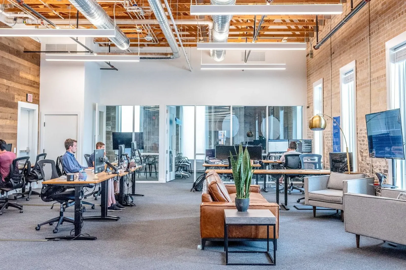 office workers in open plan space
