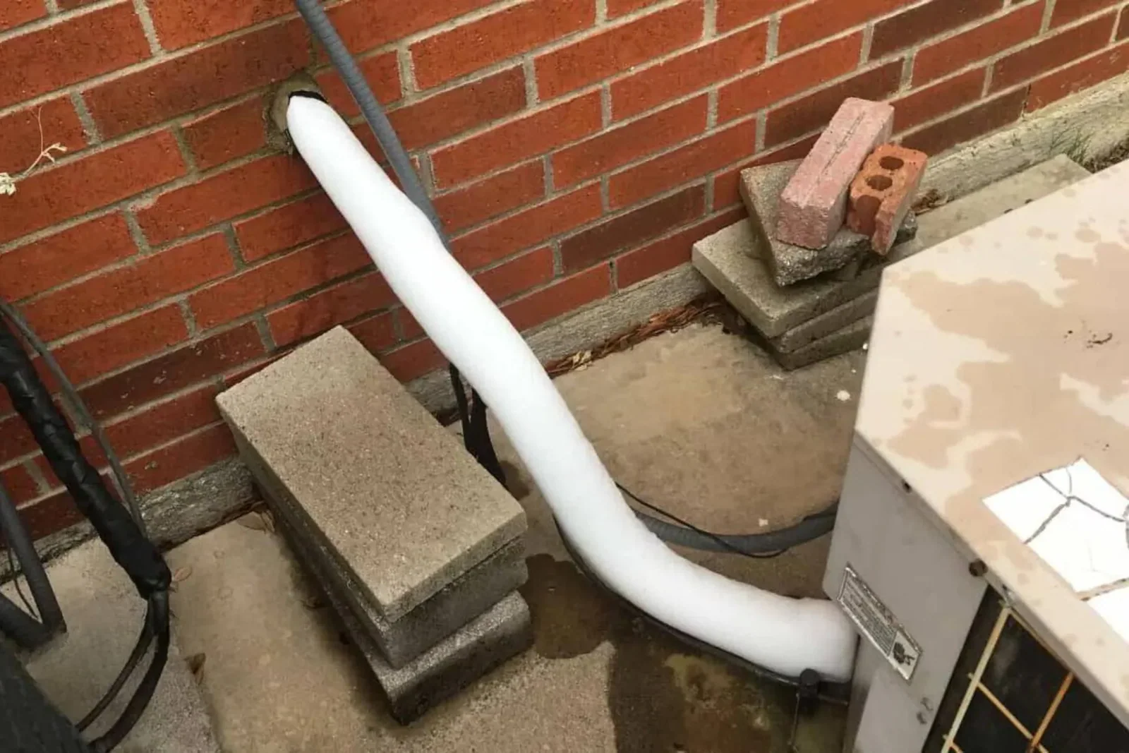 frozen ac line on outdoor AC unit