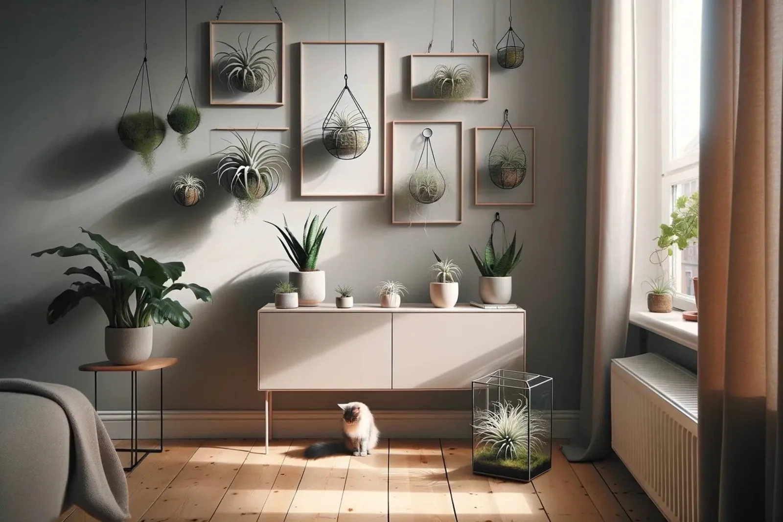 decorated small room showcasing a few Ionantha Guatemala air plants
