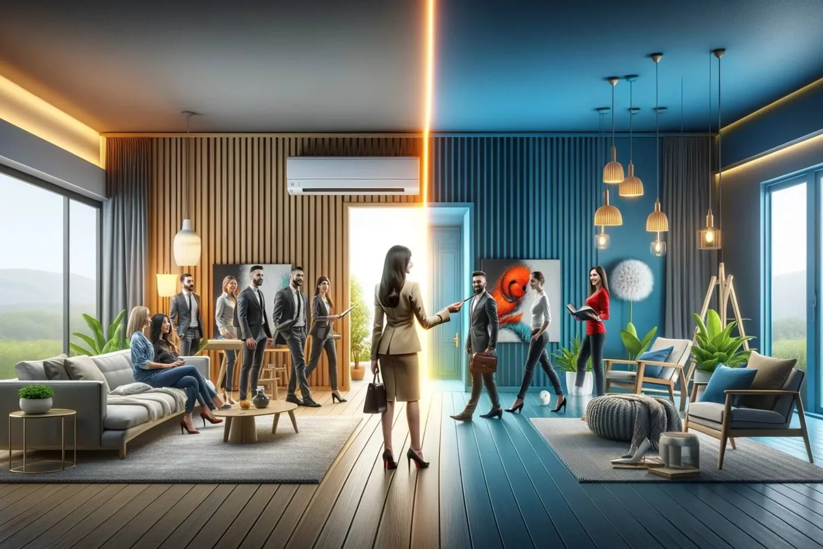 A dynamic scene showcasing the significant impact of interior design on property value