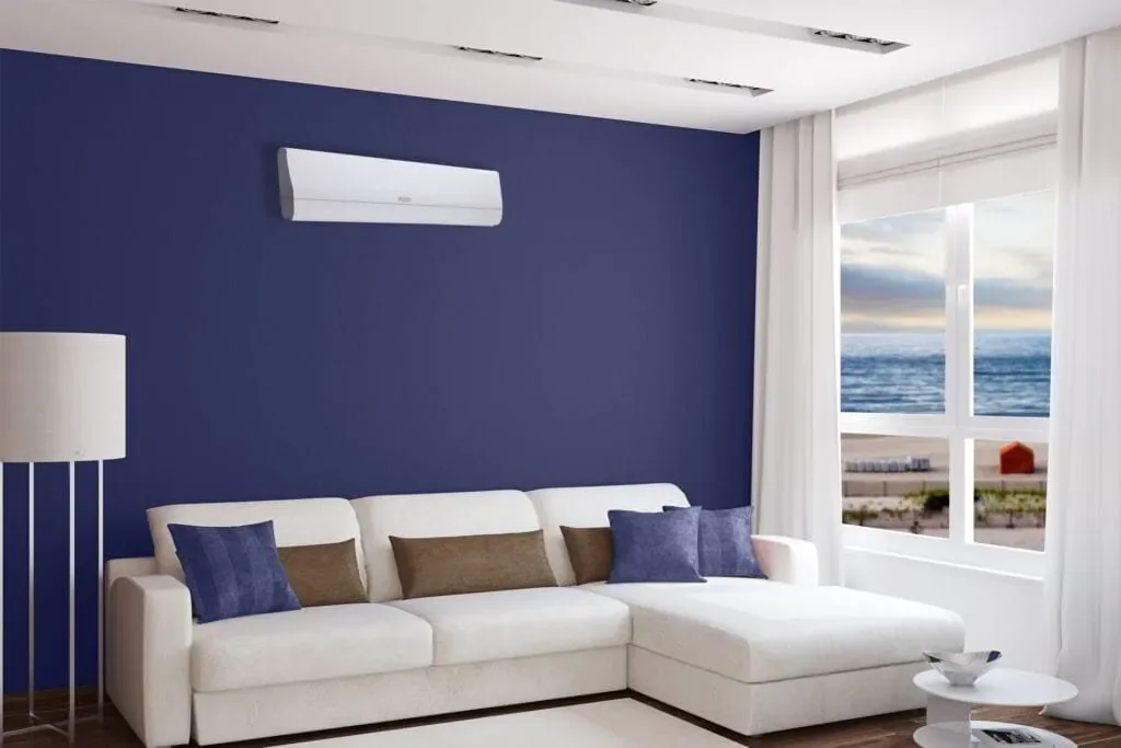 mini split on wall of lounge room