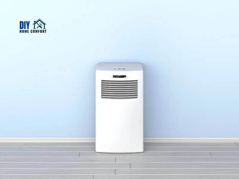 portable AC in blue room