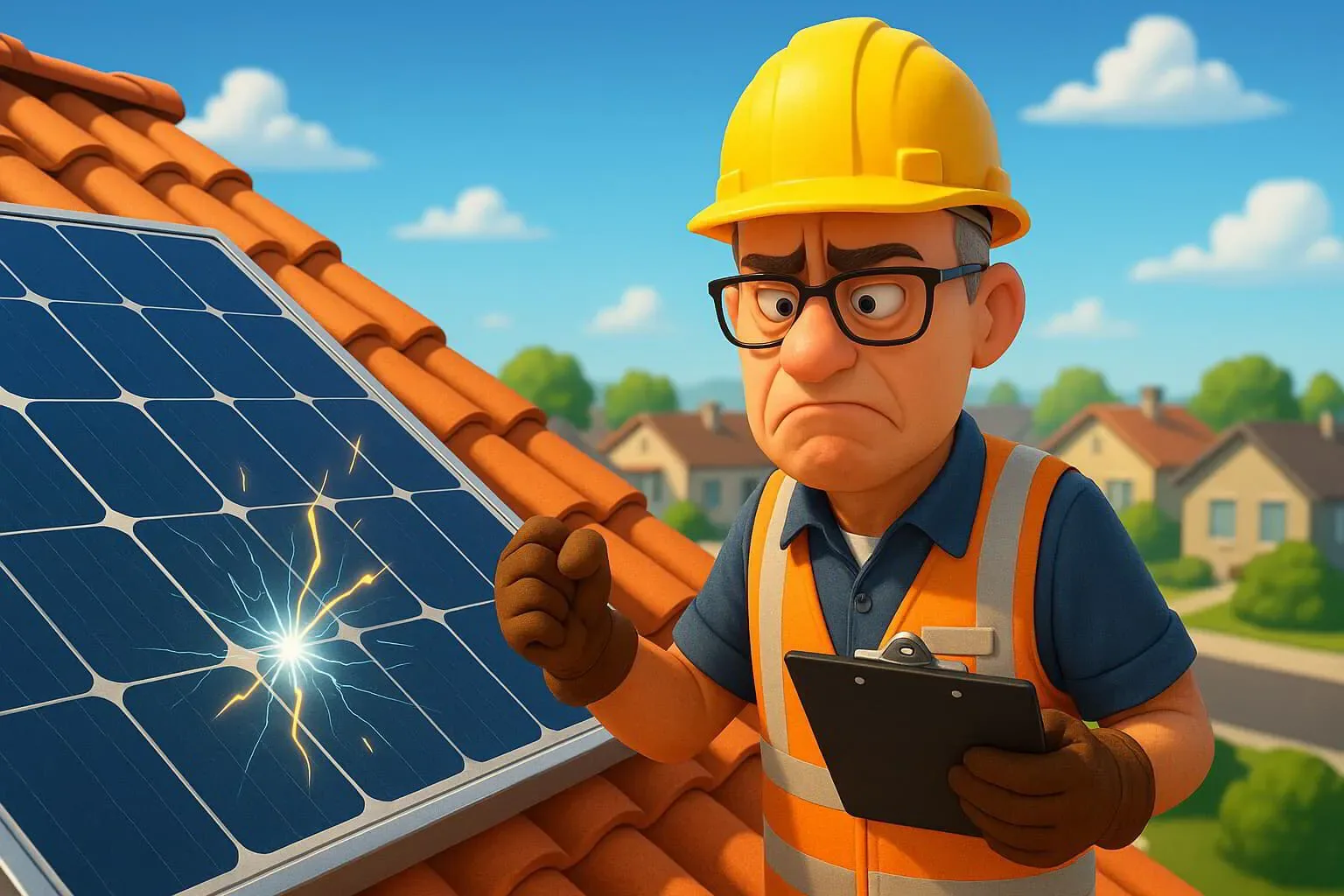 Inspector not happy about poorly installed solar power panels