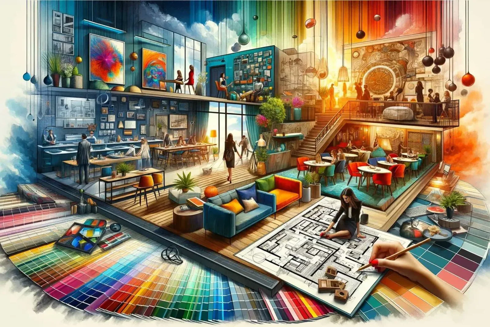 A collage representing the profession of interior design